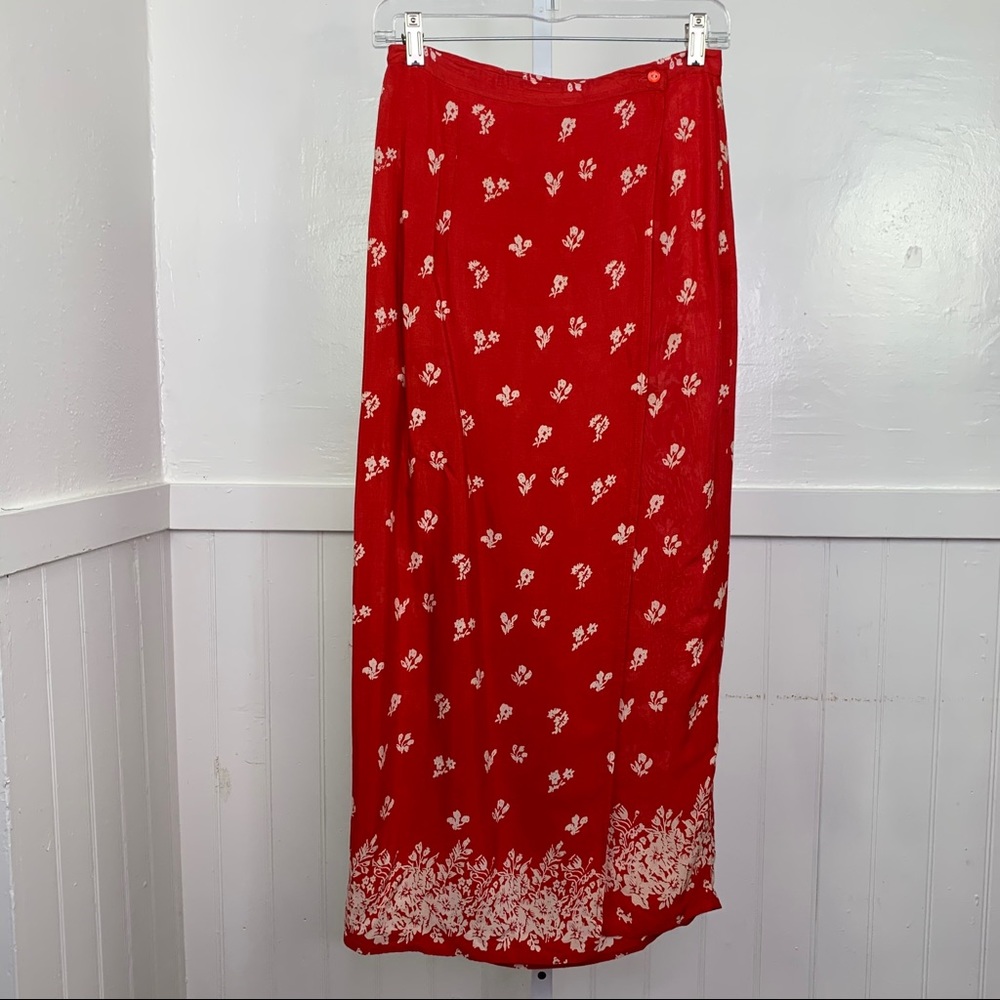 Antonio Bay Women's Red Floral Maxi Wrap Skirt |12